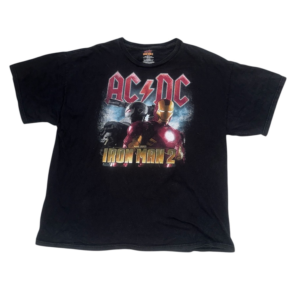 AC/DC Black T‑Shirt with Red and Gold Iron Man 2 Graphic